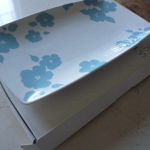 Lenox Floral Silhouette Blue Bell Rectangular Serving Platter 16 in